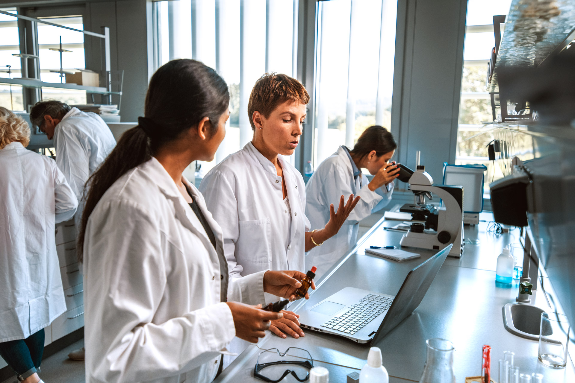 Scientists at work in a lab