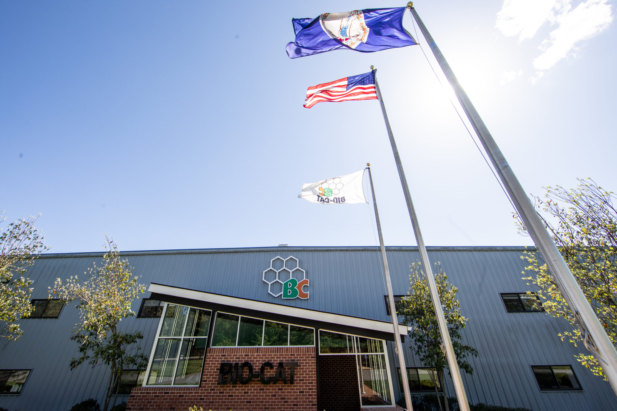 The front of the BIO-CAT building, at an angle from the ground looking up